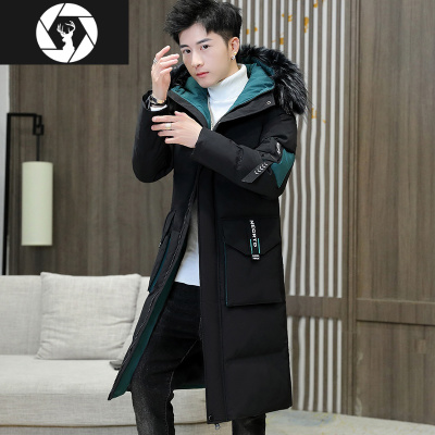 HongZun棉衣男中长款过膝情侣外套加厚冬季大衣韩版羽绒棉服潮牌红色棉袄棉衣