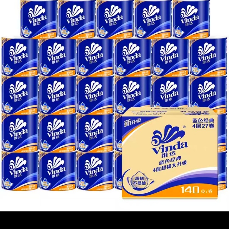 苏宁宜品三层印花无芯卷纸60卷大容量原生木浆