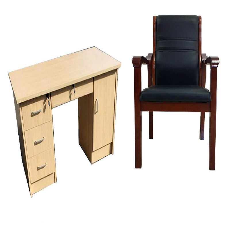 心业1.2米免漆饰面办公桌斜扶手皮面会议椅一套XY-MQBGZXFS01办公桌椅套装