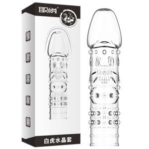 取悦白虎水晶狼牙套增大增粗男用阴茎套加长加粗震动棒套锁精套环成人情趣性用品工具夫妻四性兽男女共用 非震动延时套环