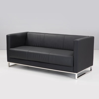 绵冠 办公商务接待洽谈西皮沙发 黑色 三人位 1770*780*750mm