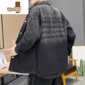 YANXU男士牛仔外套2023年新款韩版潮流渐变休闲潮牌工装夹克上衣