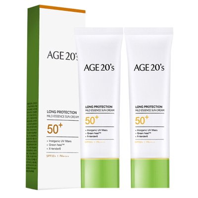 韩国AGE20's爱敬防晒霜女小绿帽防晒50ml2支隔离防紫外线学生面部防晒物理防晒儿童可用李佳琪推荐