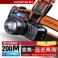 神火GX50头灯强光超亮长续航充电户外夜钓鱼防水工地作矿小戴式照明手电筒