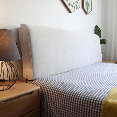 美帮汇定制北欧实木床上靠垫榻榻米无床头板软包自粘布艺罩可拆洗 米色 有床头款120*58*10CM