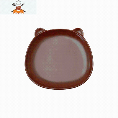 刀叉勺三件套家用可爱牛排刀叉盘子套装西餐餐具网红儿童叉子勺子 单盘(小熊) 敬平