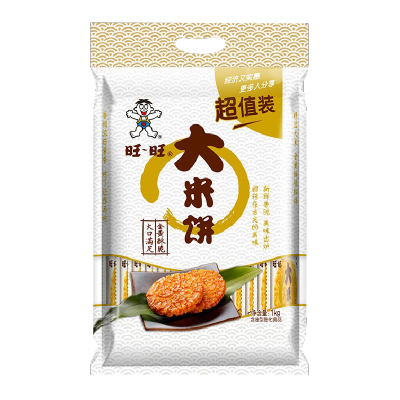 旺旺大米饼1000g零食锅巴小吃饼干批发膨化休闲食品散装组合经典爆款大米饼1000g
