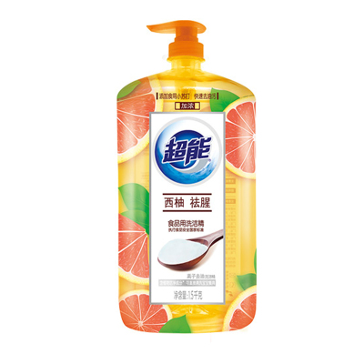 用券减5元-超能离子去油洗洁精西柚祛腥食品级无刺激不伤手1.5kg*2瓶装餐具果蔬通用