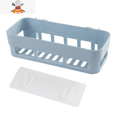 免打孔浴室收纳篮厨房吸壁式 卫生间收纳蓝化妆品收纳盒 敬平 北欧蓝[2个] 1层厨房收纳盒