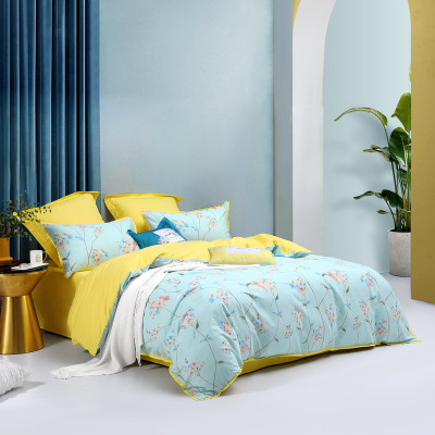 水星家纺全棉花卉四件套床上用品如水兰心娜绮哆水晶樱心格里其