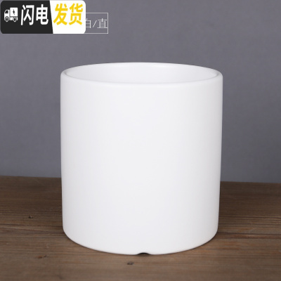 三维工匠ins北欧风格简约圆柱黑白色哑光带托盘陶瓷多 无托盘哑光白款 小号·口径10cm高11花盆容器