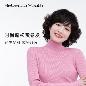 瑞贝卡假发女短卷发斜刘海蓬松自然中老年妈妈潮流蛋卷头时尚头套