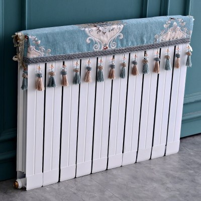 欧式暖气片罩装饰罩子布艺防尘套老式遮挡盖布遮挡帘保护套卫生 凌云水绿色 长度40cm*厚度10cm*高度(含穗)20cm