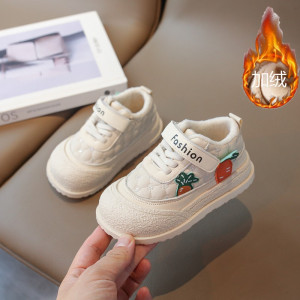 儿童加绒二棉运动鞋白色休闲鞋板鞋中小童宝宝学步鞋冬季跑步棉鞋