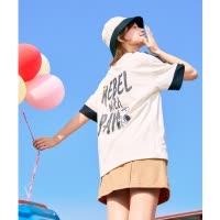 [2.5折价52元]史努比联名款唐狮短袖T恤女新款夏季撞色纯棉上衣sz