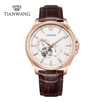天王手表男士镂空机械表商务休闲皮带男表大表盘腕表51598