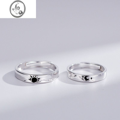 JiMi朝暮对戒原创设计S925银银情侣戒指一对男女送女友情人节礼物纪念