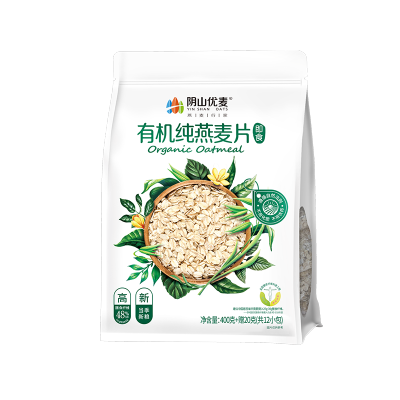 阴山优麦内蒙古天然0蔗糖原味饱腹代餐营养早餐纯燕麦片400g+赠20克(袋装)