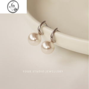 JiMi高级感高亮泽10mm施家大珍珠单颗珍珠耳环耳饰银银925礼物女简约 10mm高级感珍珠纯银耳环