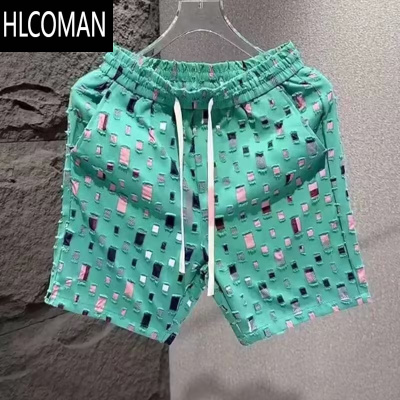 HLCOMAN2024夏季男士破洞短裤潮流时尚个性五分裤青年百搭都市痞帅中裤潮