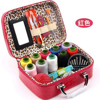 奥田雨针线盒家用工具套装便携收纳盒 红色针线包