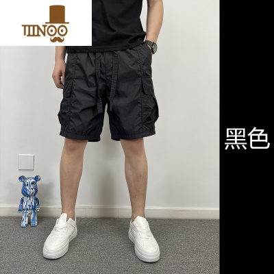 YANXU裤子男夏季薄款运动速干五分裤网红宽松直筒工装短裤百搭休闲中裤