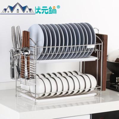 zygoo 厨房碗架304不锈钢双层碗碟架晾放碗盘沥水置物架用品收纳2 三维工匠