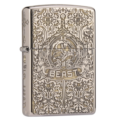 正版ZIPPO打火机防风煤油芝宝正品美国魔鬼撒旦之卷五面精雕zppo