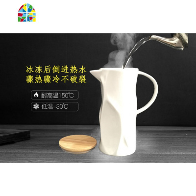 客厅水杯套装带托盘简约家用6只装茶具耐热陶瓷大容量凉水壶水具 FENGHOU 6杯配陶瓷盘