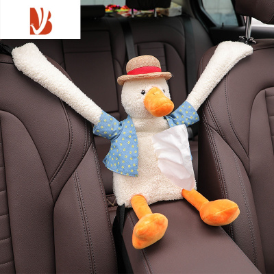 三维工匠车载抽纸盒汽车内纸巾盒创意可爱网红上车用纸巾包挂式扶手箱女士 鸭子纸巾盒(肚子抽纸)