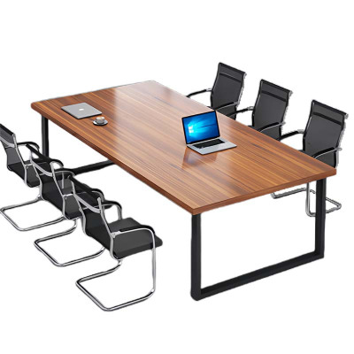 鑫升顺简约现代会议桌长桌办公家具工作台会议室长条桌办公桌椅组合2*1(米)带6椅