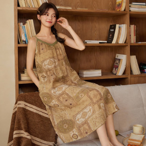 2026夏季新款睡衣女云朵棉高级感吊带睡裙带胸垫休闲田园风家居服