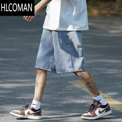 HLCOMAN牛仔短裤男夏季日系复古水洗薄款五分裤潮牌ins宽松直筒休闲中裤