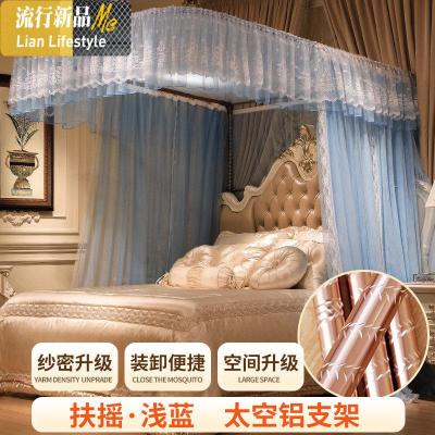 方帐两用可拆洗蚊帐家用免安装公主风欧式平顶男女立柱两开个性 三维工匠