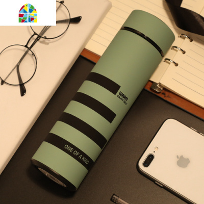 大容量304不锈钢保温杯少女士学生韩版文艺可爱潮流简约男士商务水杯 FENGHOU 白色竖向