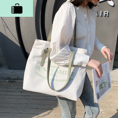 上班帆布包女单肩包女包大容量包包2020新款潮学生拎包百搭托特包NEW LAKE女士单肩包