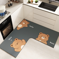 卡通厨房L型地垫家用防滑垫子可擦免洗脚垫硅藻泥吸水易打理地毯