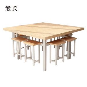 缑氏餐桌学校食堂小吃店快餐桌椅饭堂橡木色方桌1200*1200*750