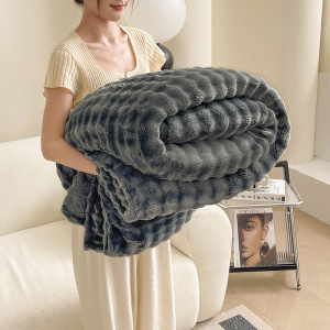 兔兔毛绒毛毯加厚盖毯冬季珊瑚法兰绒床单多功能办公室午睡小毯子