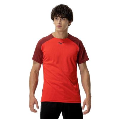 Mizuno运动透气短袖T恤男款拼色两面穿速干足球训练服