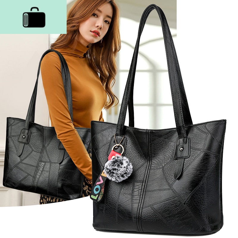 2020新款女包时尚拼接托特包简约休闲单肩包大容量百搭通勤手提包NEW LAKE女斜挎包