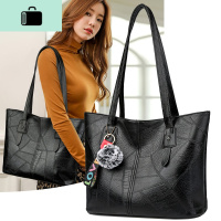 2020新款女包时尚拼接托特包简约休闲单肩包大容量百搭通勤手提包NEW LAKE女斜挎包