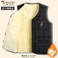 啄木鸟2025冬季新款男士加绒加厚马甲中老年爸爸装外套保暖背心C