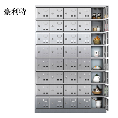 豪利特201不锈钢食堂带锁餐具柜40门碗柜钥匙锁1800*1200*300