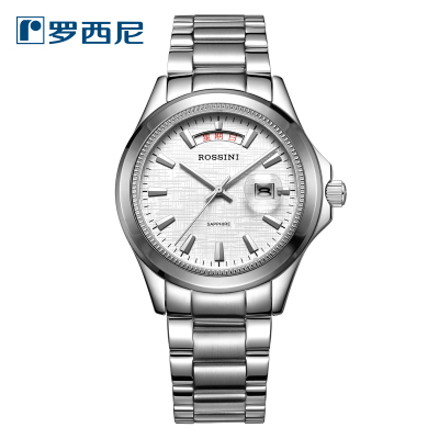 罗西尼(ROSSINI)手表雅尊商务系列不锈钢石英男表SNR5393白色