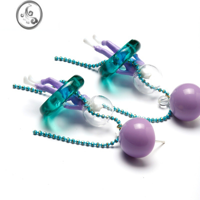 JiMi蒜了耳饰绿色可爱耳钉趣味夸张耳环独特小众设计耳夹高级感女