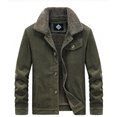 JEEP SPIRIT吉普中老年款秋冬季加绒加厚男士休闲灯芯绒棉衣