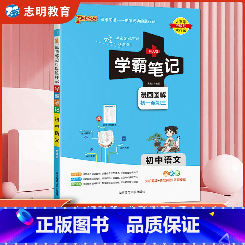 语文(人教版) 初中通用 [正版]2025新版 学霸笔记初中语文全彩通用 初中语文基础知识大全手册知识清单pass绿卡图