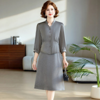 新款妈妈中老年休闲连衣裙时尚女装中年女士气质春装真两件套女款