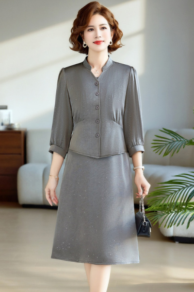 新款妈妈中老年休闲连衣裙时尚女装中年女士气质春装真两件套女款